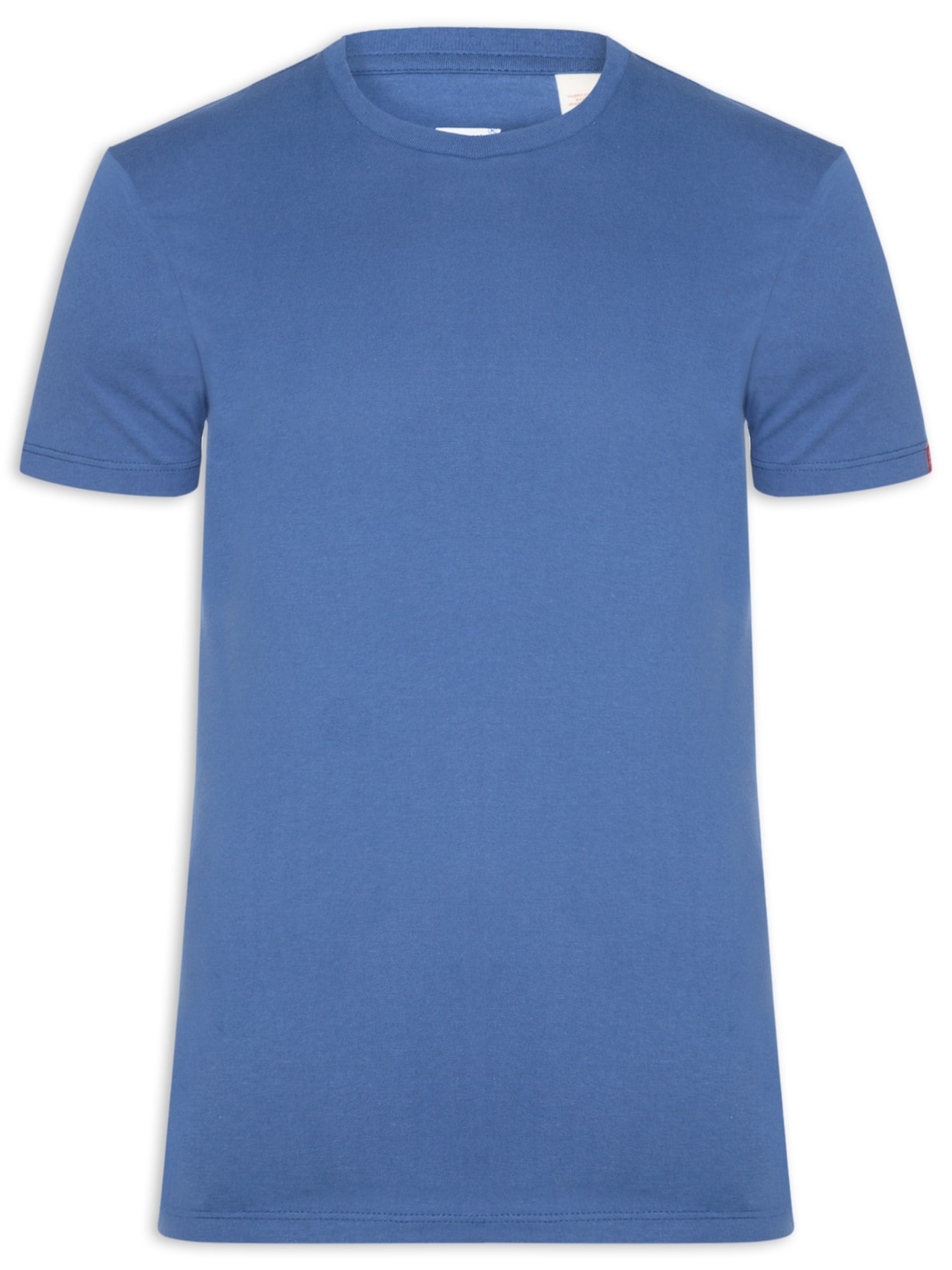Camiseta Masculina Slim Fit Com Punho E Etiqueta Tab - Azul