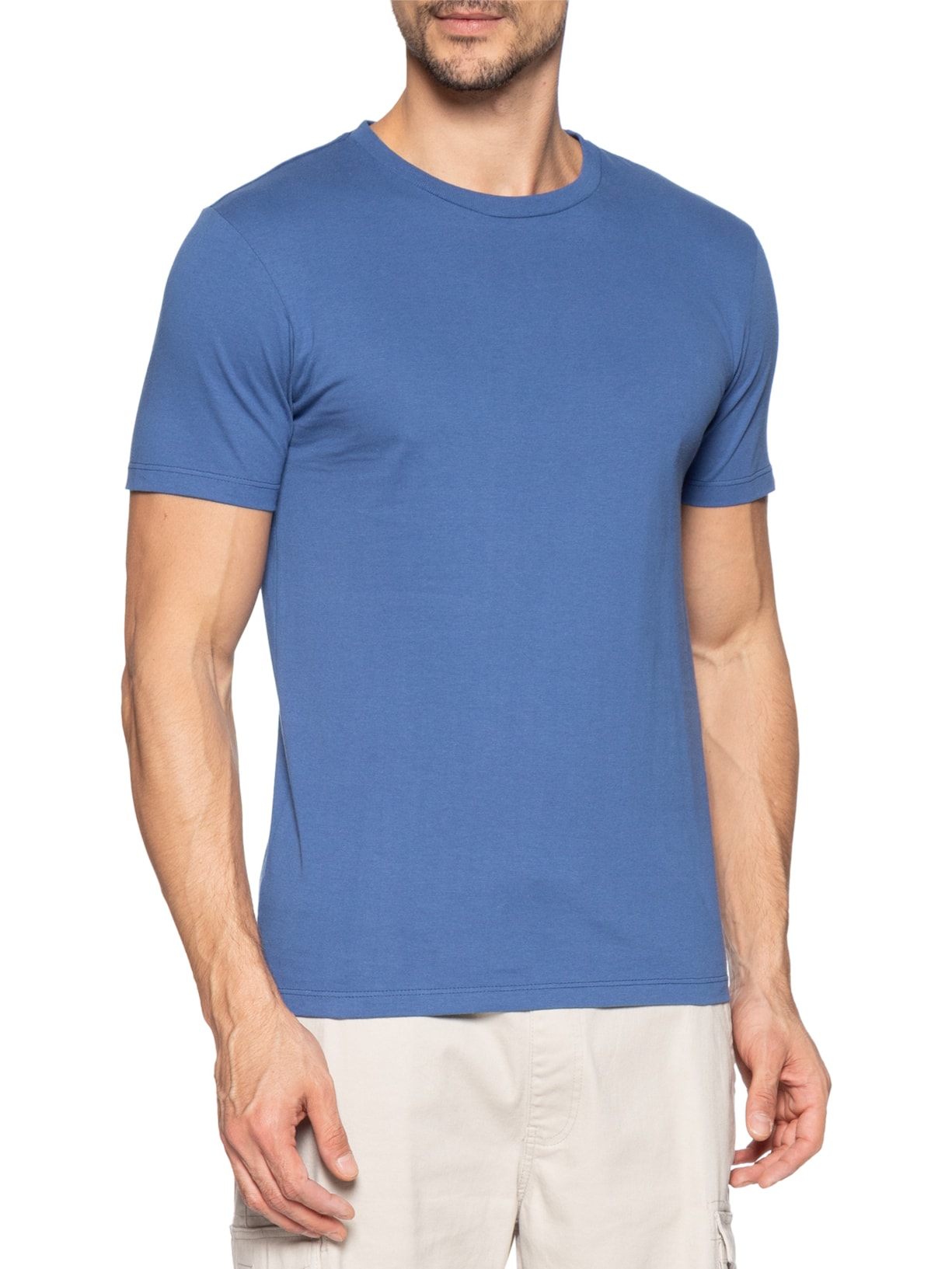 Camiseta Masculina Slim Fit Com Punho E Etiqueta Tab Azul Levi's