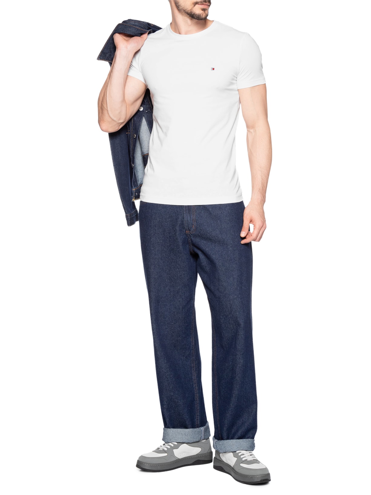 Camiseta Masculina Slim Fit Core Stretch Branco Tommy Hilfiger