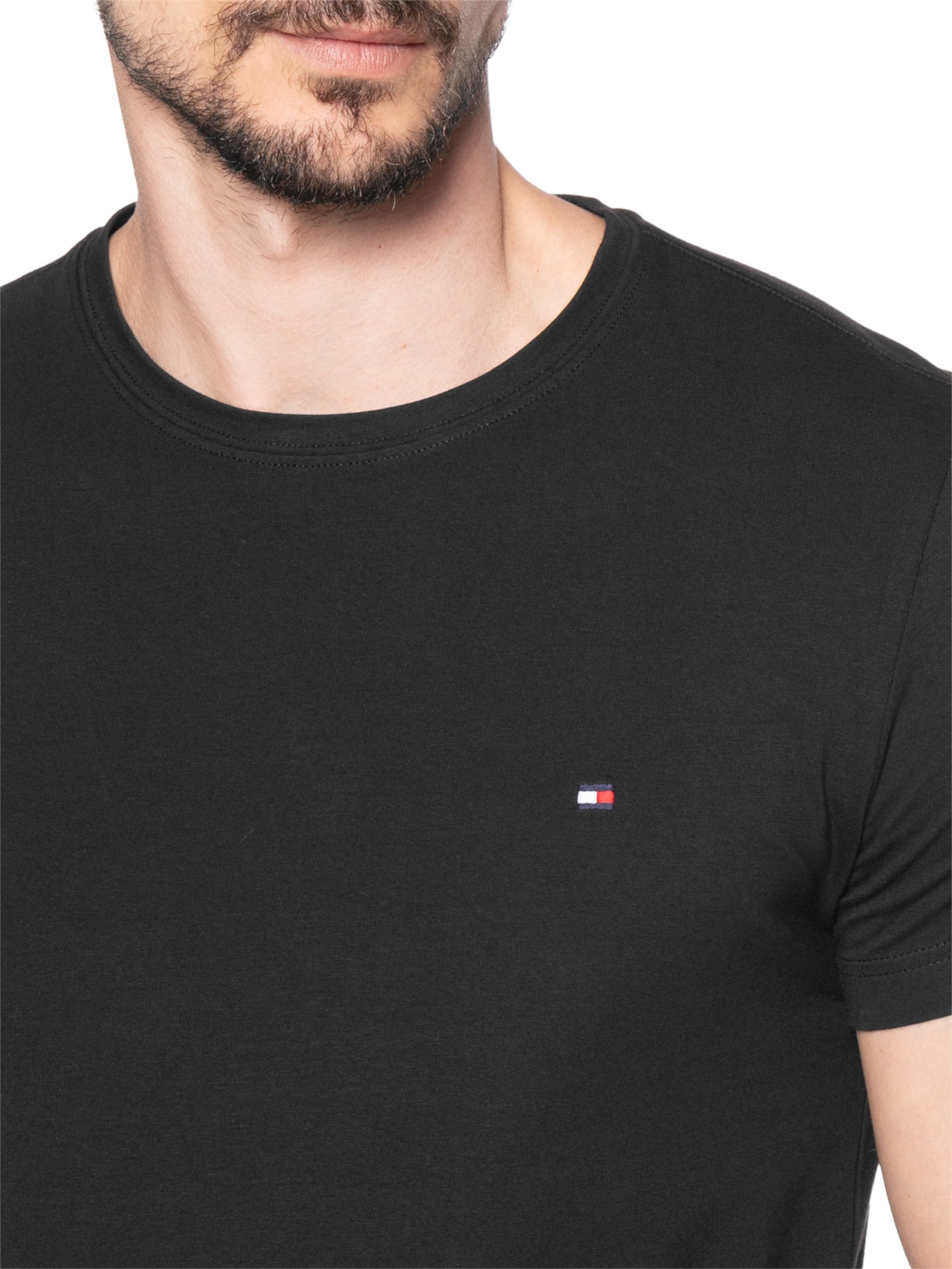 Camiseta Masculina Slim Fit Core Stretch Preto Tommy Hilfiger