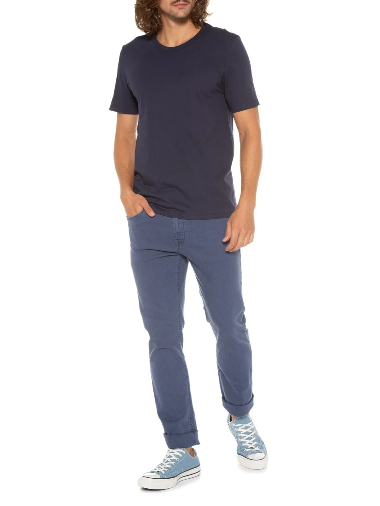 Camiseta Masculina Slim Fit Família Original Azul Hering