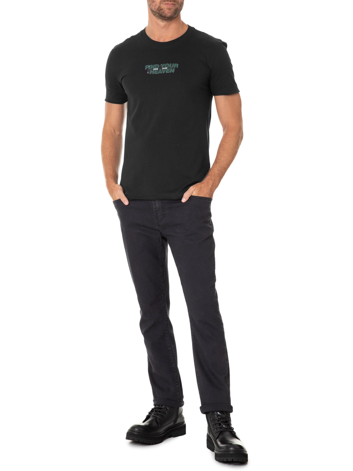Camiseta Masculina Slim Fit Heaven Preto John John