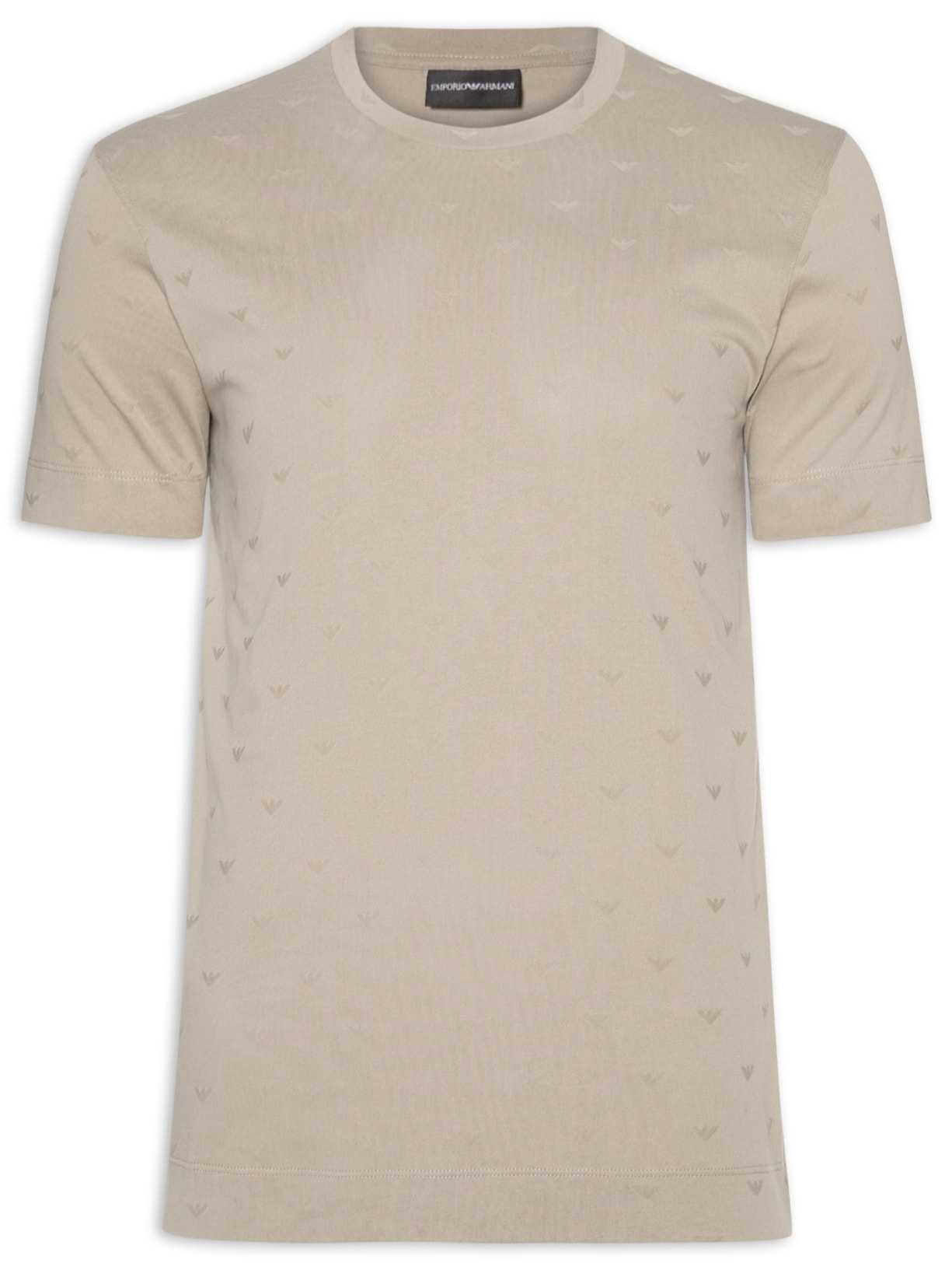 Camiseta Masculina Slim-Fit In All-Over Micro Eagle Logo New Bege Emporio Armani