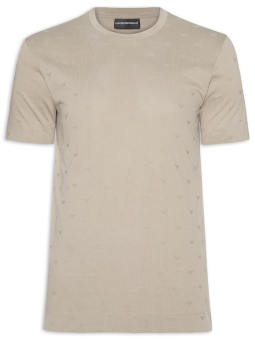 Camiseta Masculina Slim-Fit In All-Over Micro Eagle Logo New - Bege