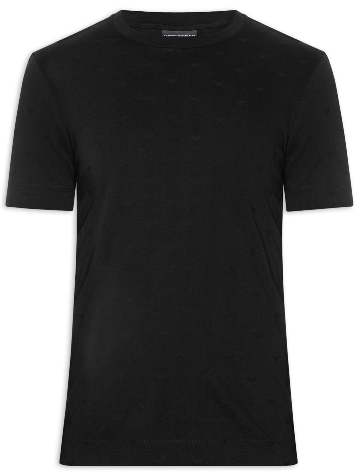 Camiseta Masculina Slim-Fit In All-Over Micro Eagle Logo New Preto Emporio Armani