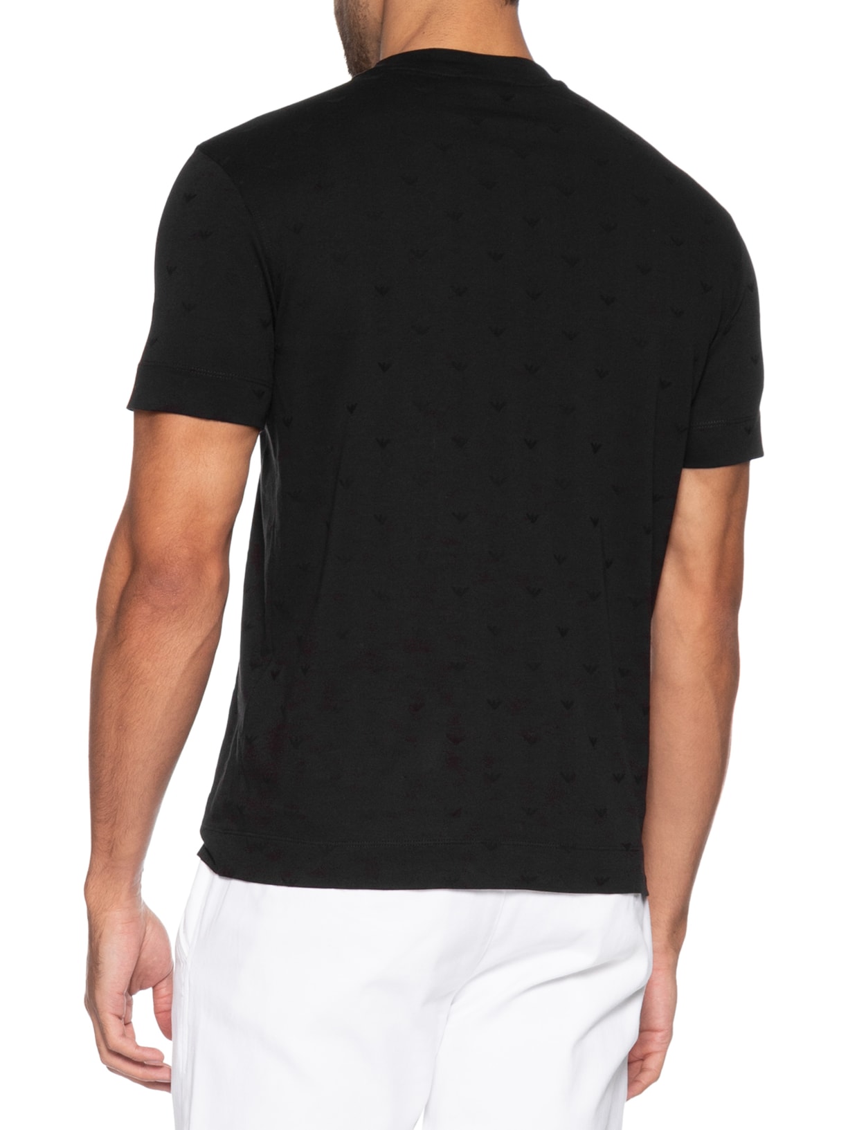 Camiseta Masculina Slim-Fit In All-Over Micro Eagle Logo New Preto Emporio Armani