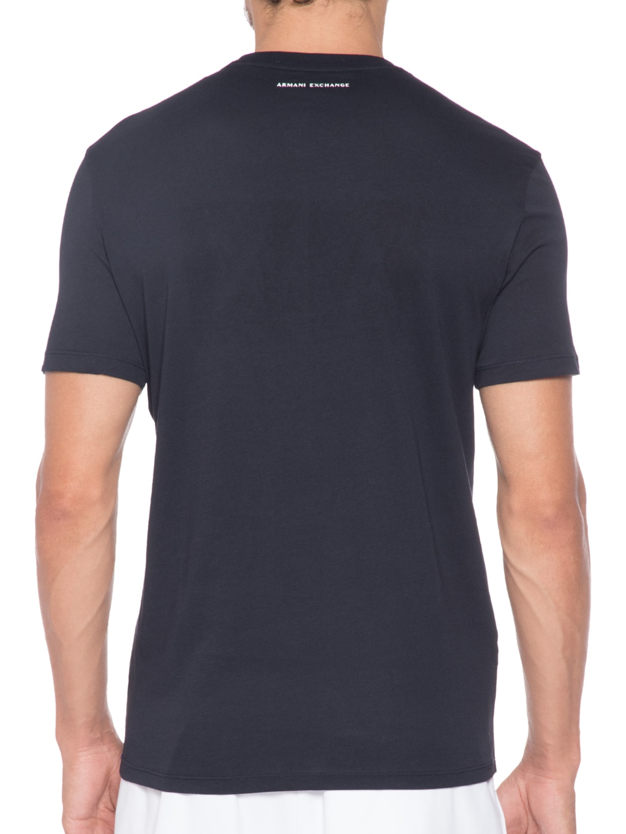 Camiseta Masculina Slim Fit Jersey Com Logo Texturizada Azul Armani Exchange