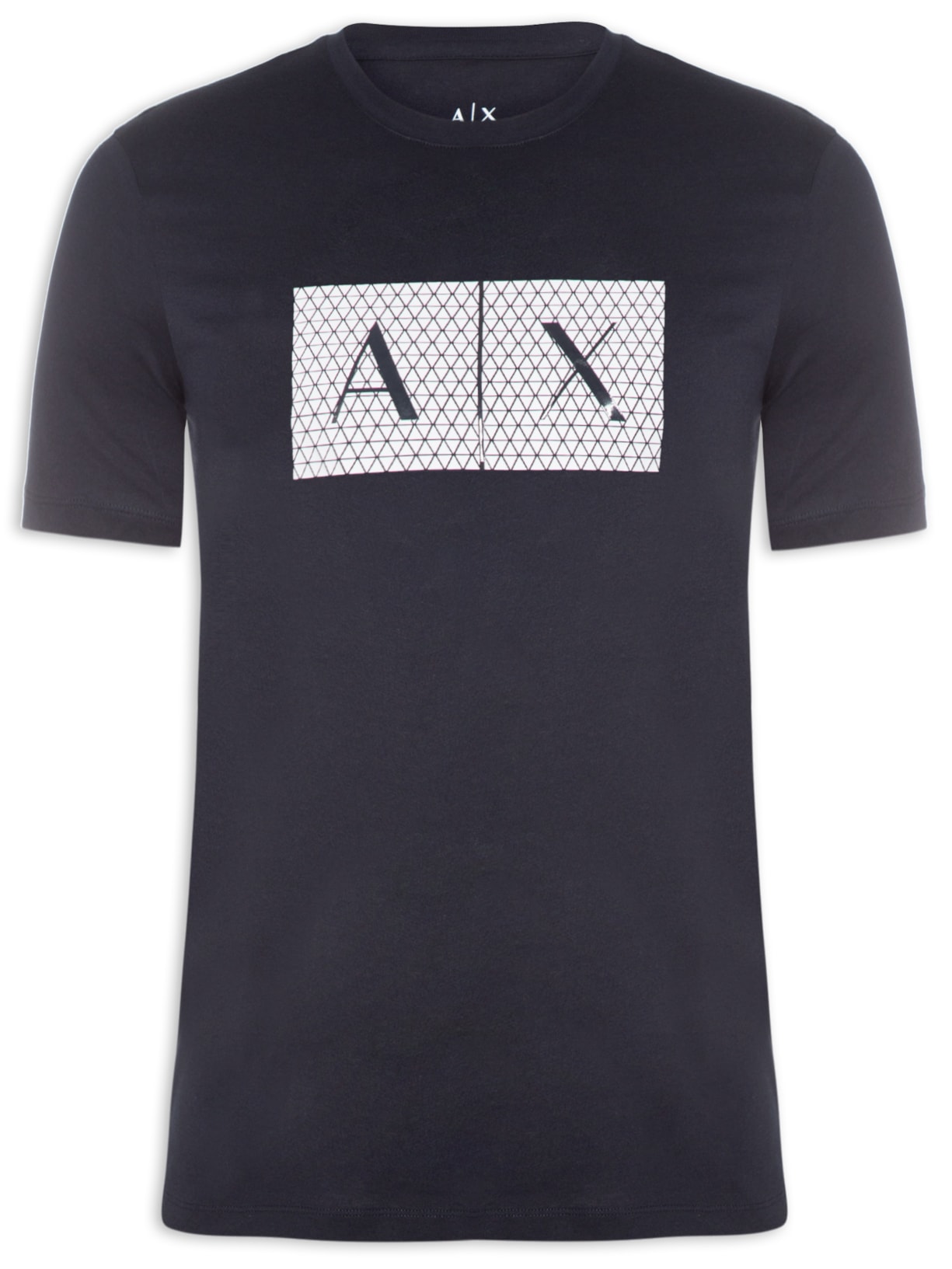 Camiseta Masculina Slim Fit Jersey Com Logo Texturizada Azul Armani Exchange