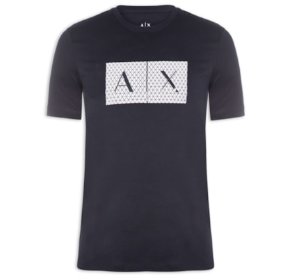 Camiseta Masculina Slim Fit Jersey Com Logo Texturizada - Azul