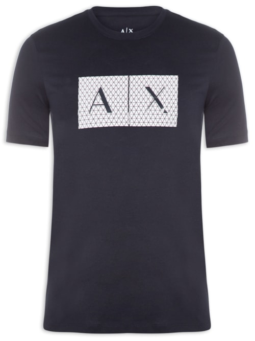 Camiseta Masculina Slim Fit Jersey Com Logo Texturizada - Azul