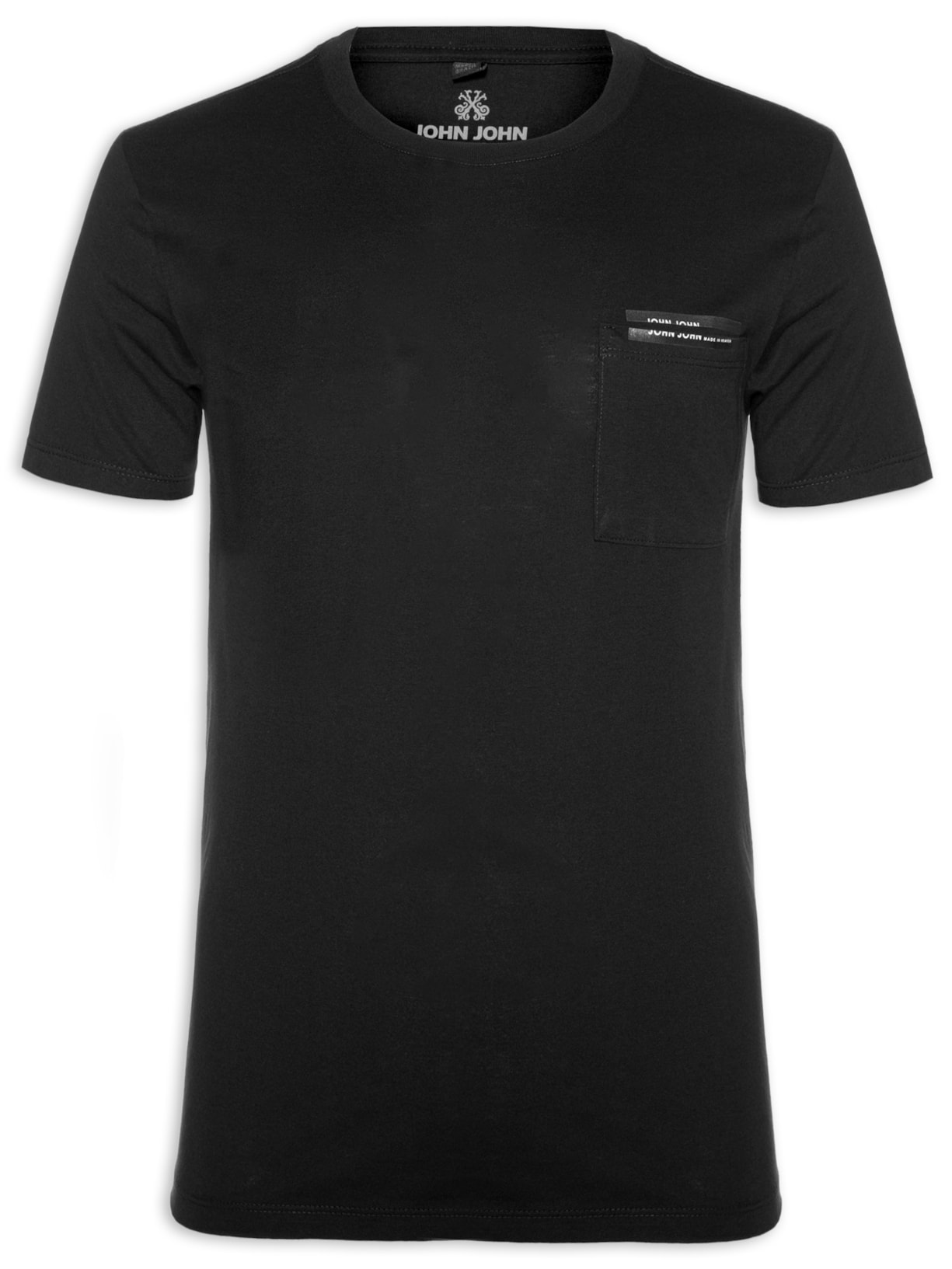 Camiseta Masculina Slim Fit John New Pocket - Preto