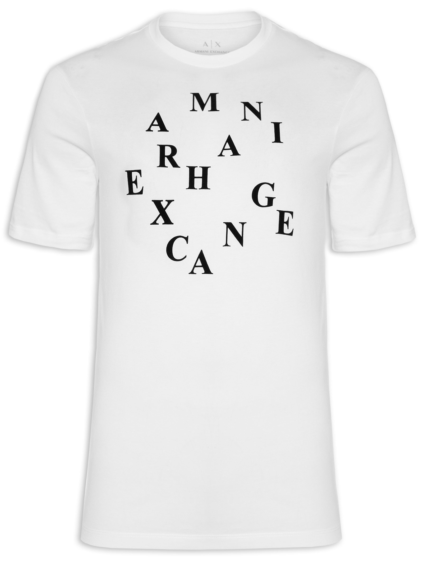 Armani Exchange - Camiseta Masculina Slim Fit Logo Orgânico - Branco