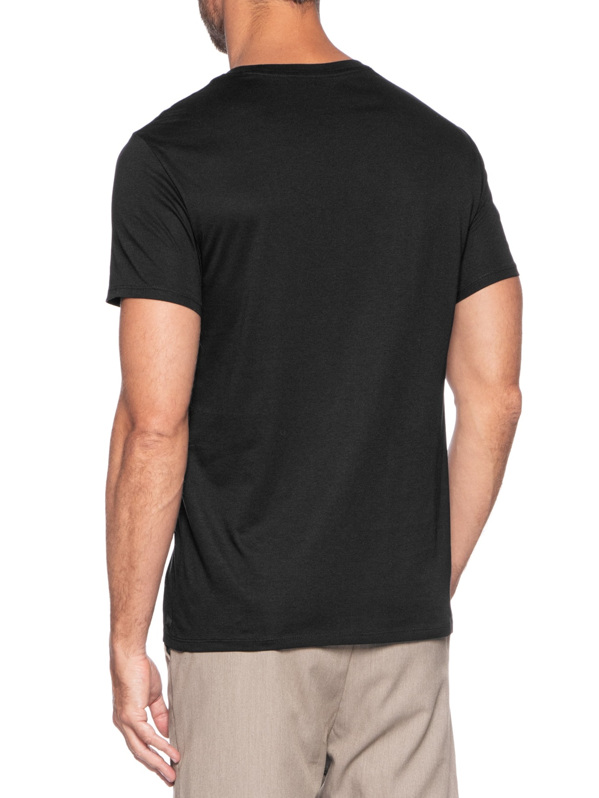 Camiseta Masculina Slim Fit Pima Gola Careca Preto Armani Exchange