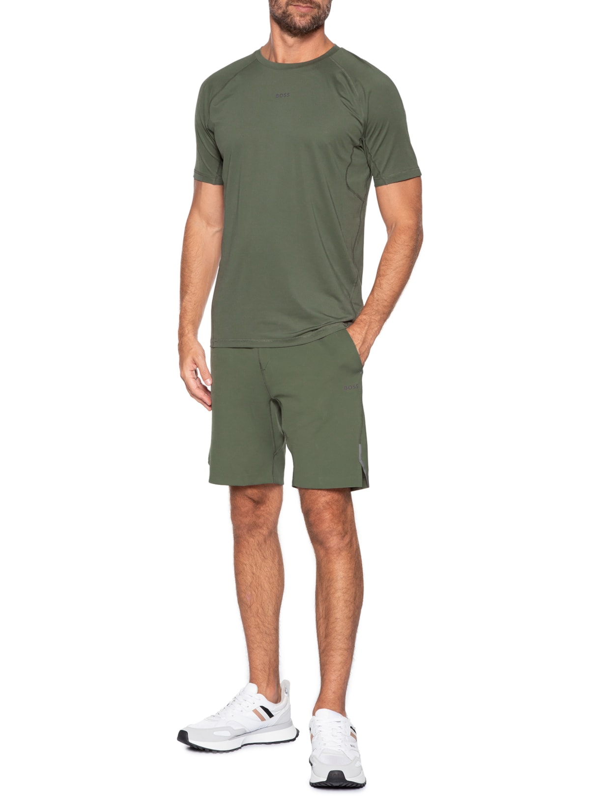 Camiseta Masculina Slim-Fit Reflect Details Tee Ac Verde Boss
