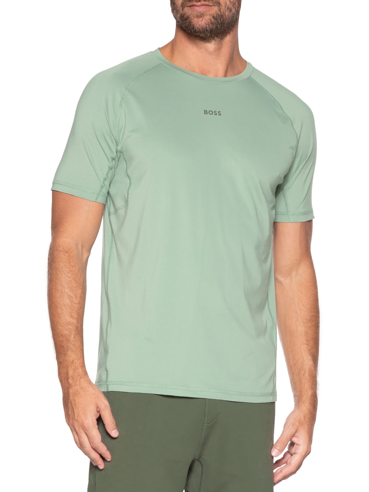 Camiseta Masculina Slim-Fit Reflect Details Tee Ac Verde Boss