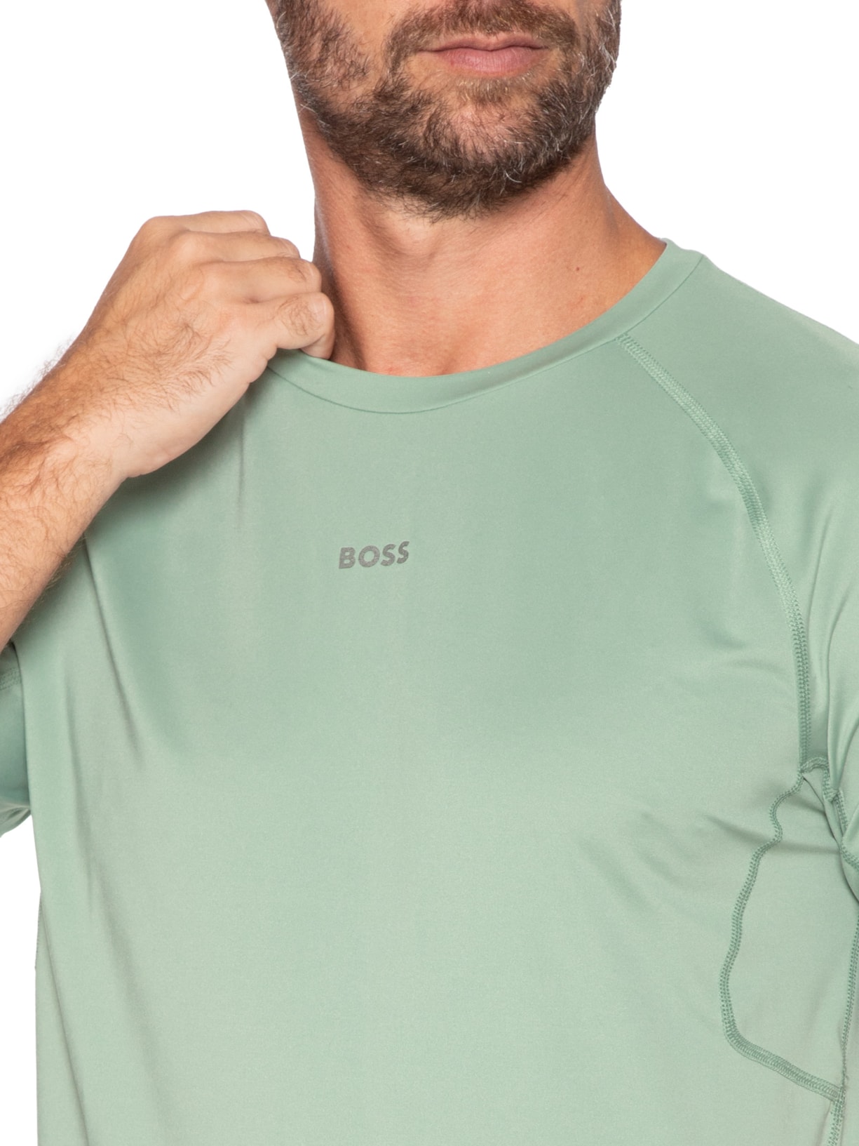 Camiseta Masculina Slim-Fit Reflect Details Tee Ac Verde Boss