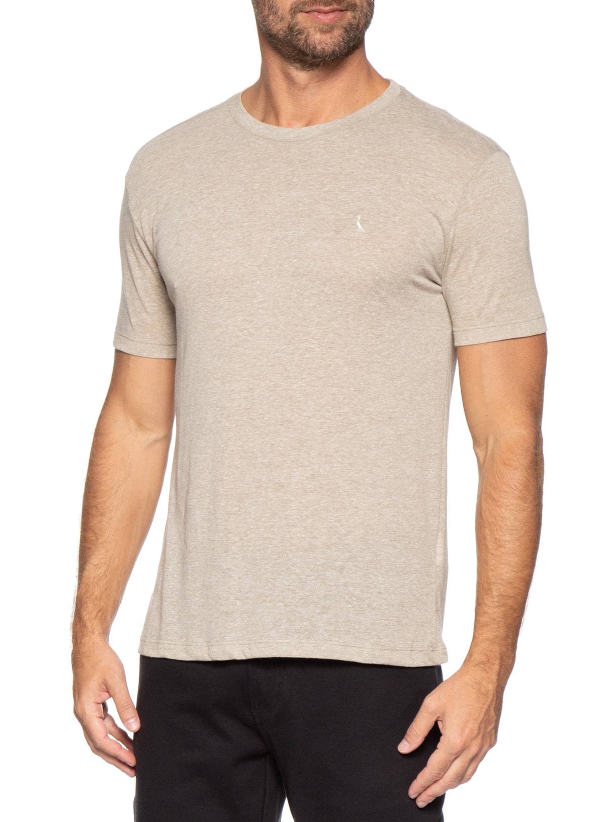 Camiseta Masculina Slim Malha Bege Reserva