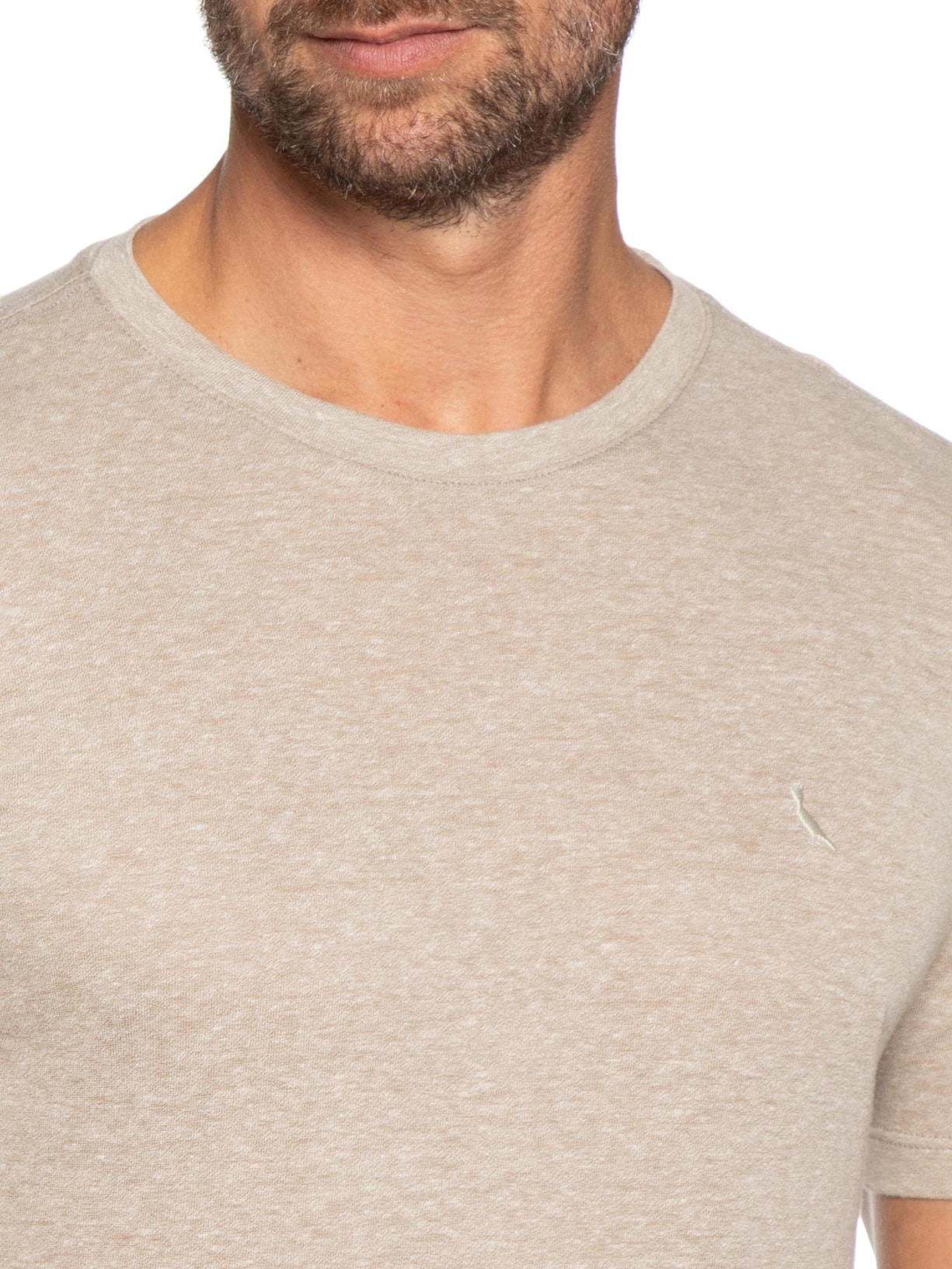 Camiseta Masculina Slim Malha Bege Reserva