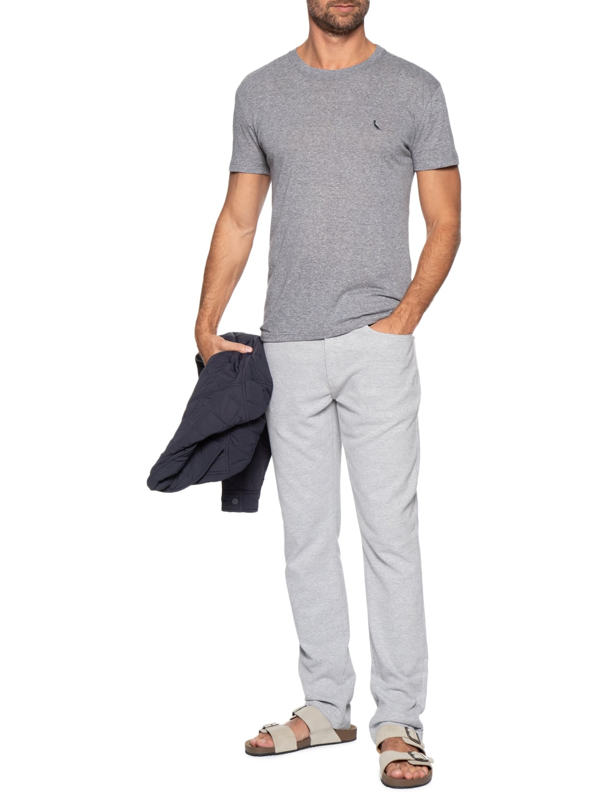 Camiseta Masculina Slim Malha Cinza Reserva