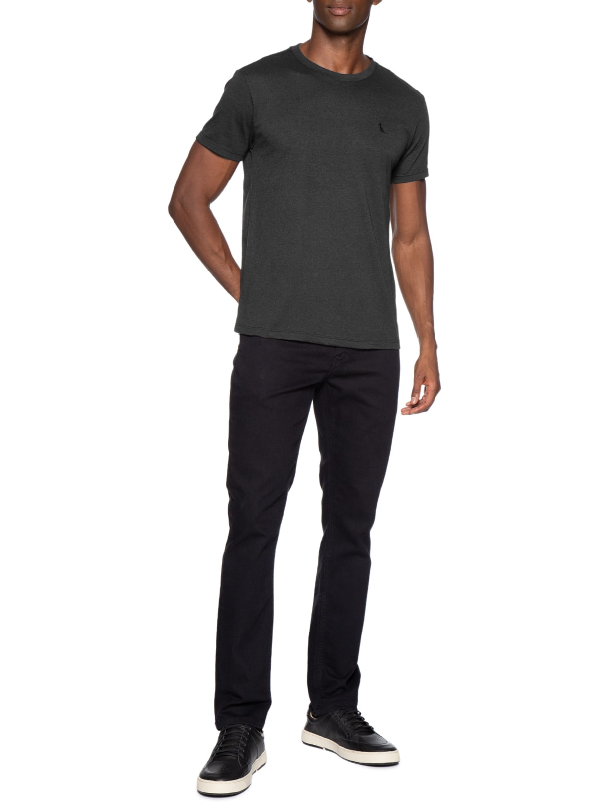 Camiseta Masculina Slim Malha Pêssego Preto Reserva