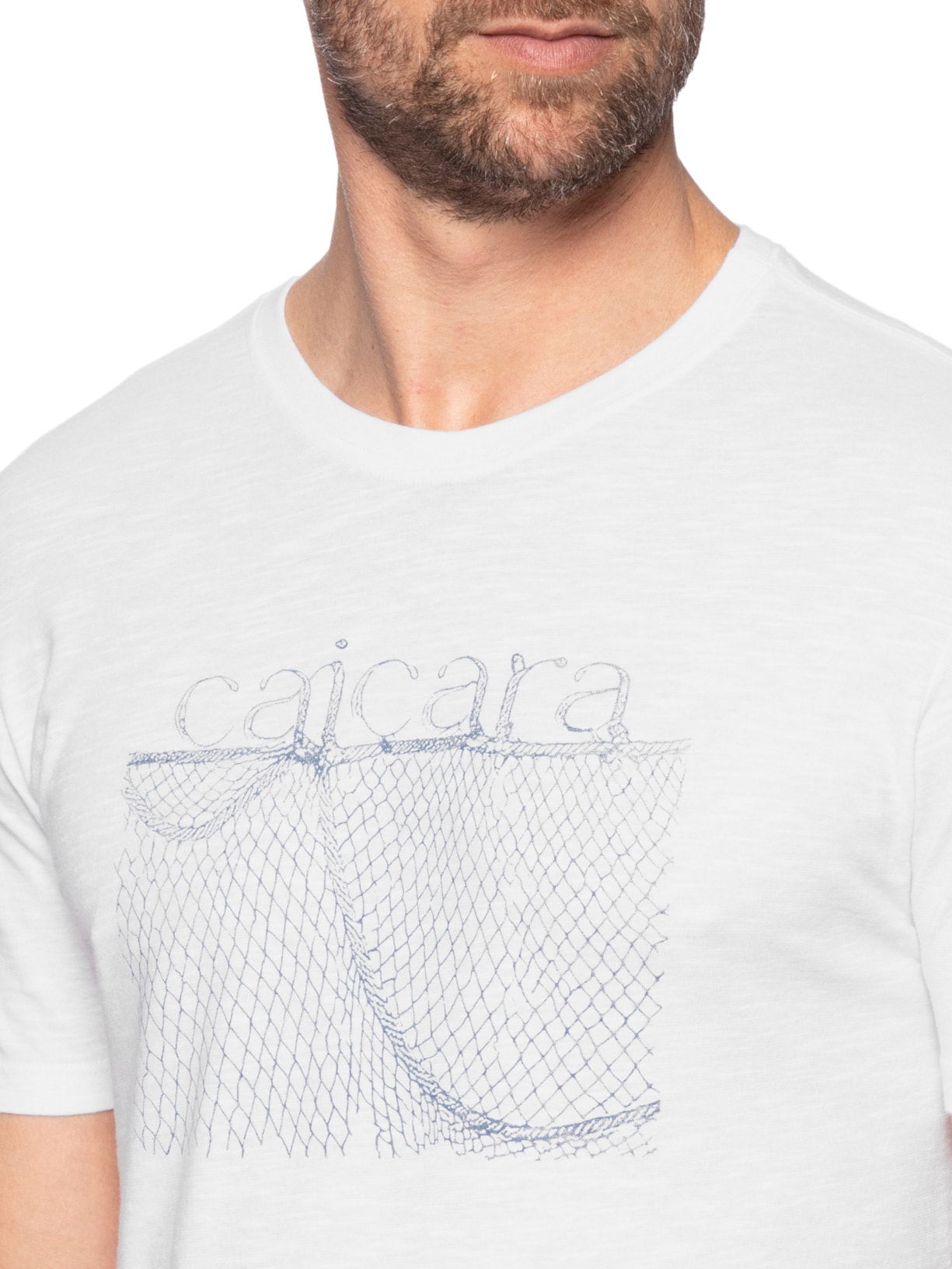 Camiseta Masculina Slim Organic Caiçara Rede Branco Osklen