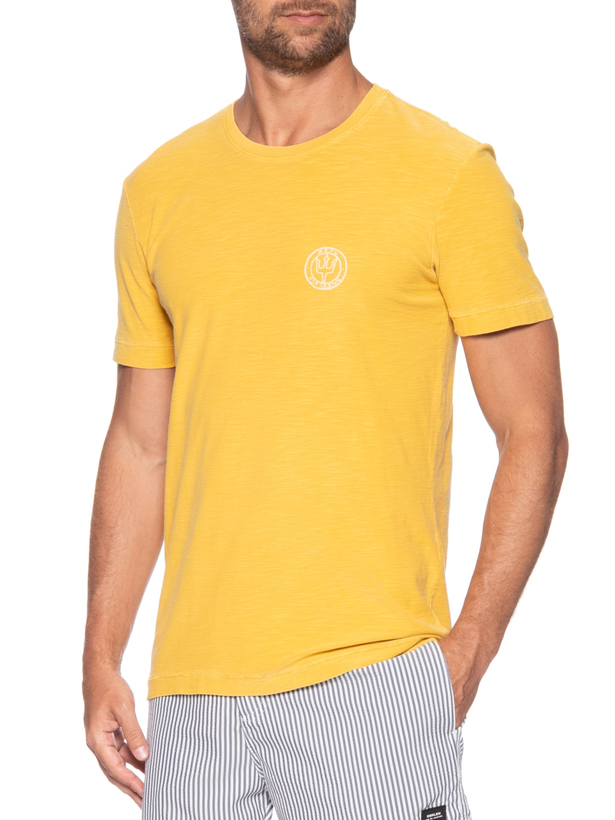 Camiseta Masculina Slim Rough Arp Handmade Mc Amarelo Osklen