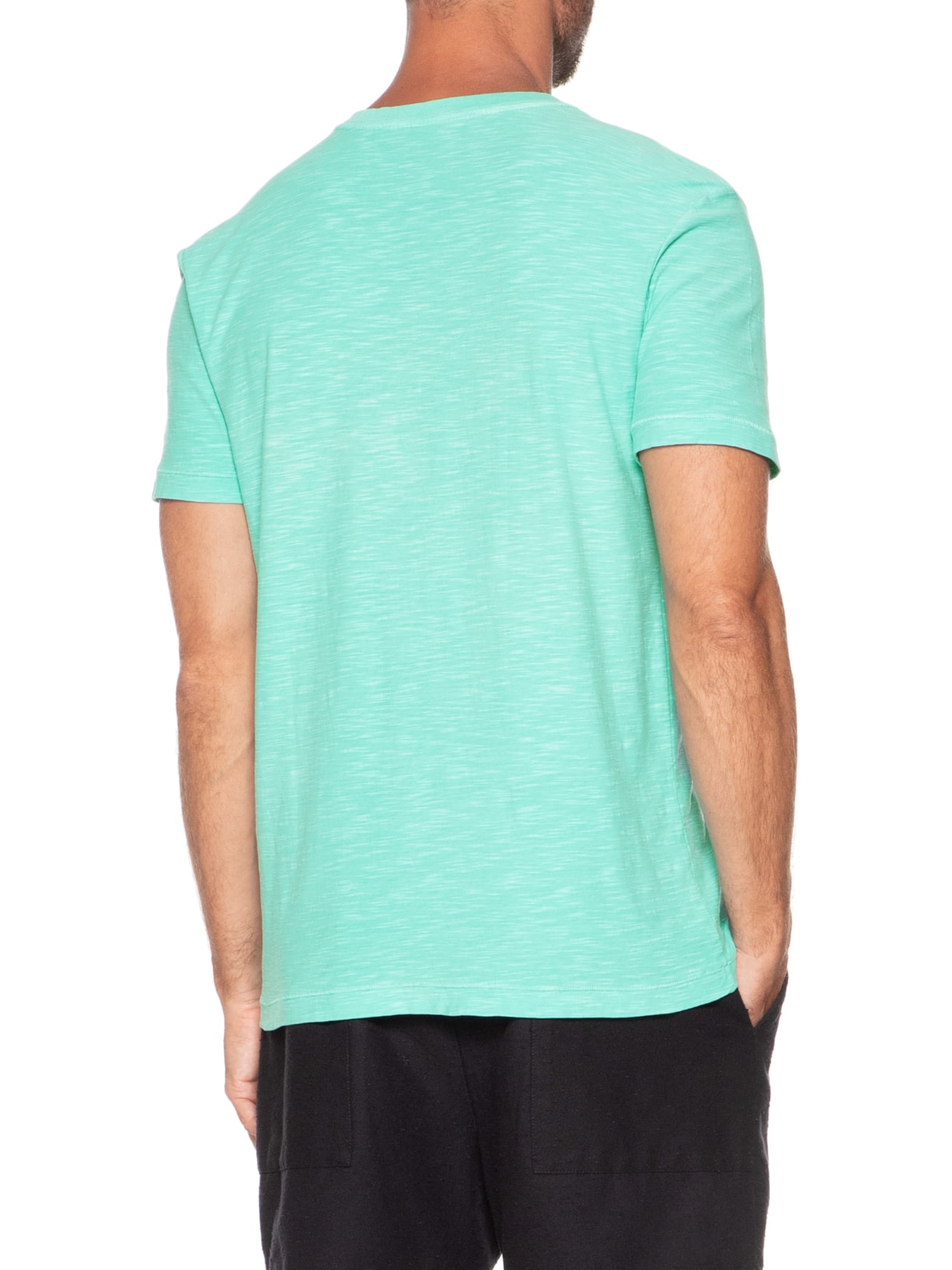 Camiseta Masculina Slim Rough Handmade Manga Curta Verde Osklen