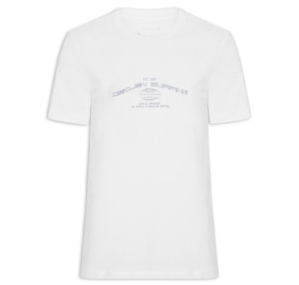 Camiseta Masculina Slim Rough Surfing Tag Full Manga Curta - Branco