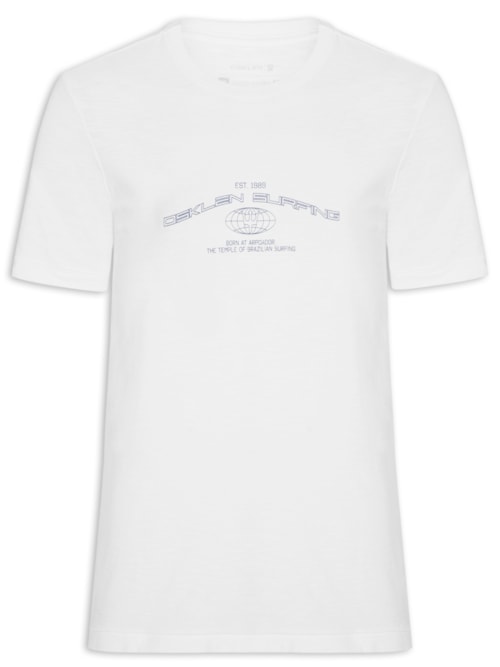 Camiseta Masculina Slim Rough Surfing Tag Full Manga Curta - Branco