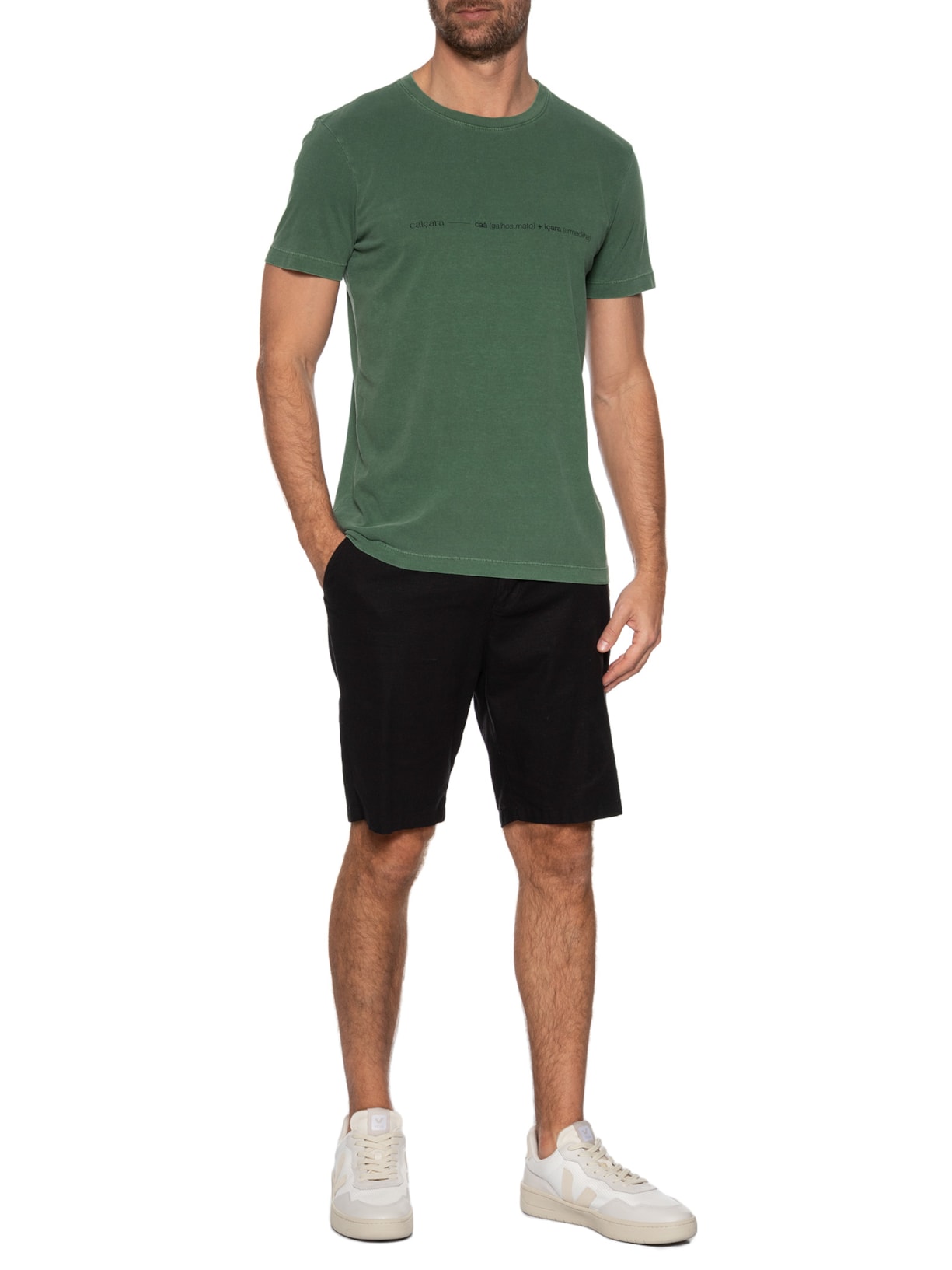 Camiseta Masculina Slim Stone Caiçara Manga Curta Verde Osklen