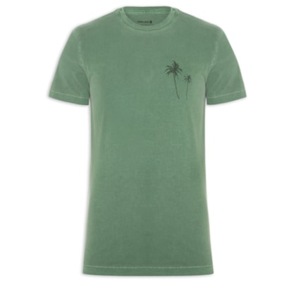 Camiseta Masculina Slim Stone Coqueiro Gaze Manga Curta - Verde