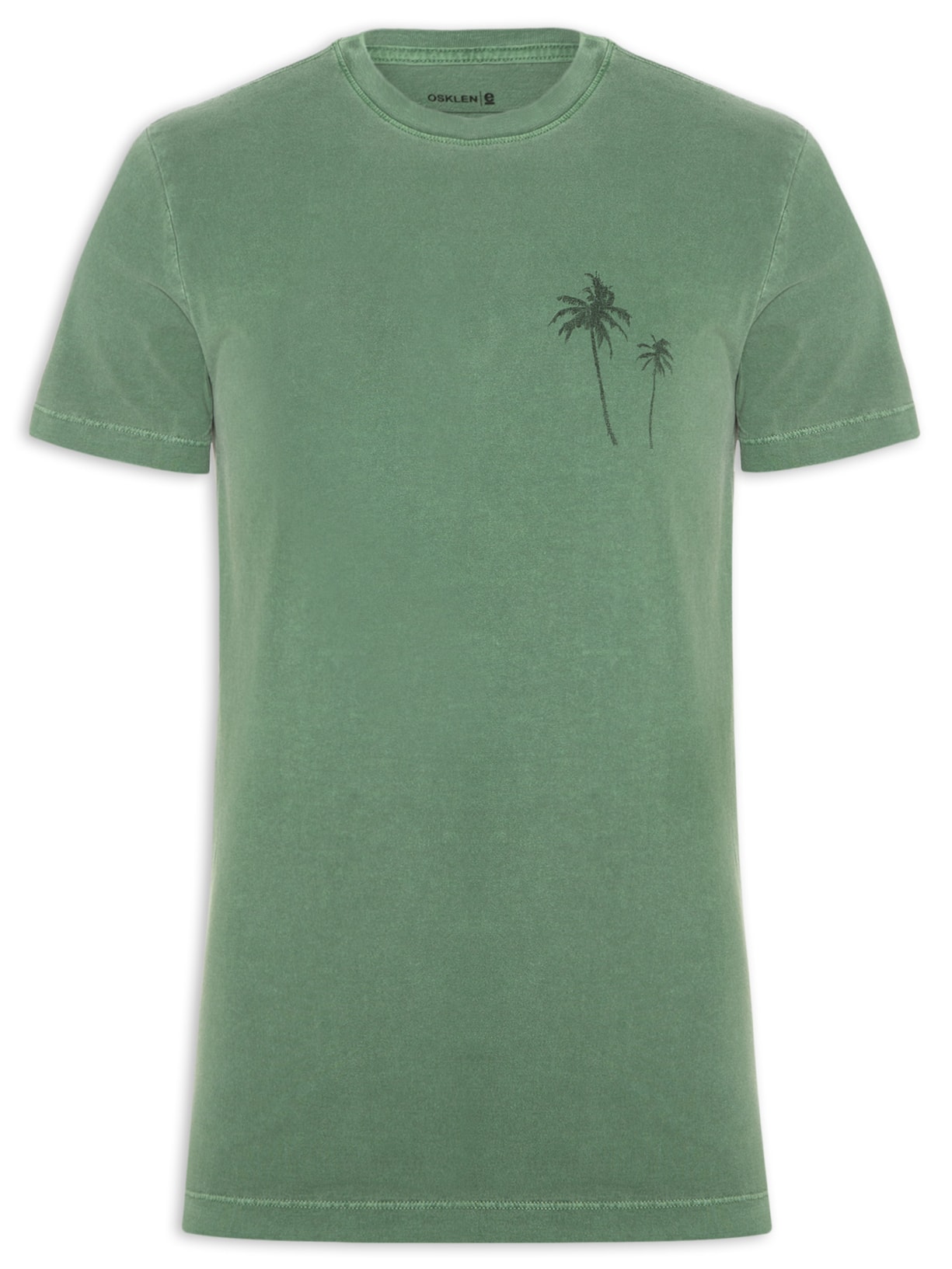 Camiseta Masculina Slim Stone Coqueiro Gaze Manga Curta - Verde