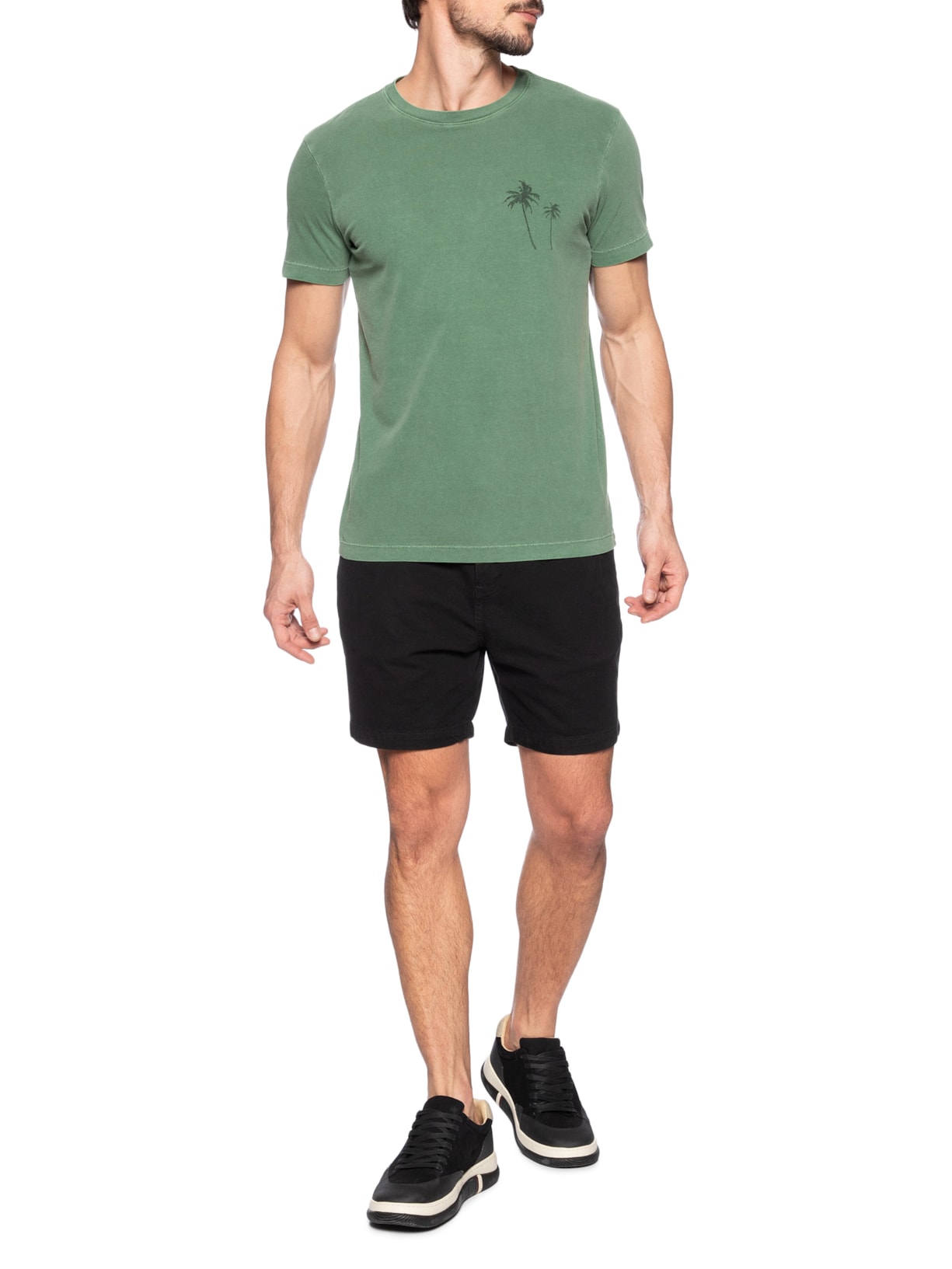 Camiseta Masculina Slim Stone Coqueiro Gaze Manga Curta Verde Osklen