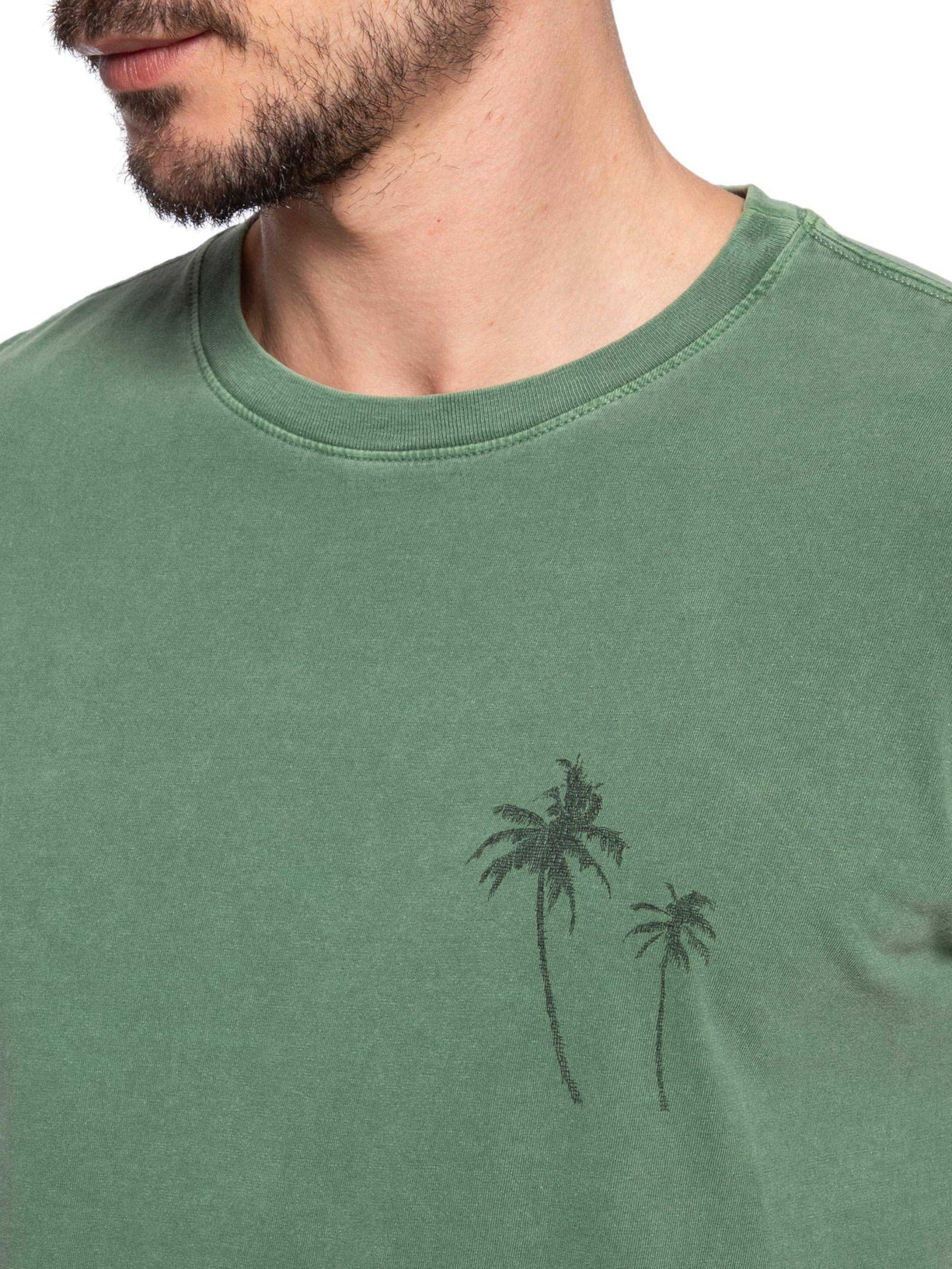 Camiseta Masculina Slim Stone Coqueiro Gaze Manga Curta Verde Osklen