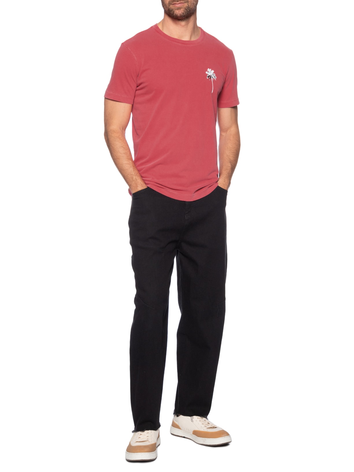 Camiseta Masculina Slim Stone Coqueiro Vermelho Osklen