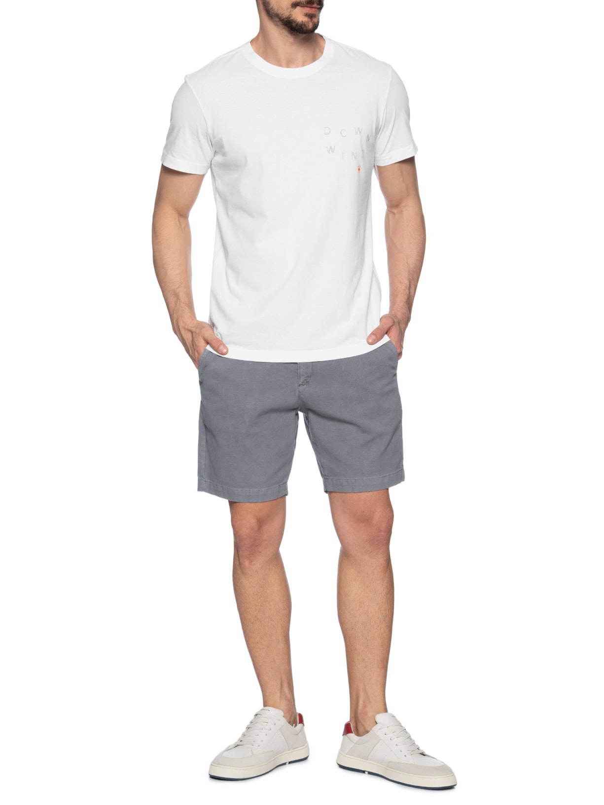 Camiseta Masculina Slim Stone Downwind Manga Curta Branco Osklen