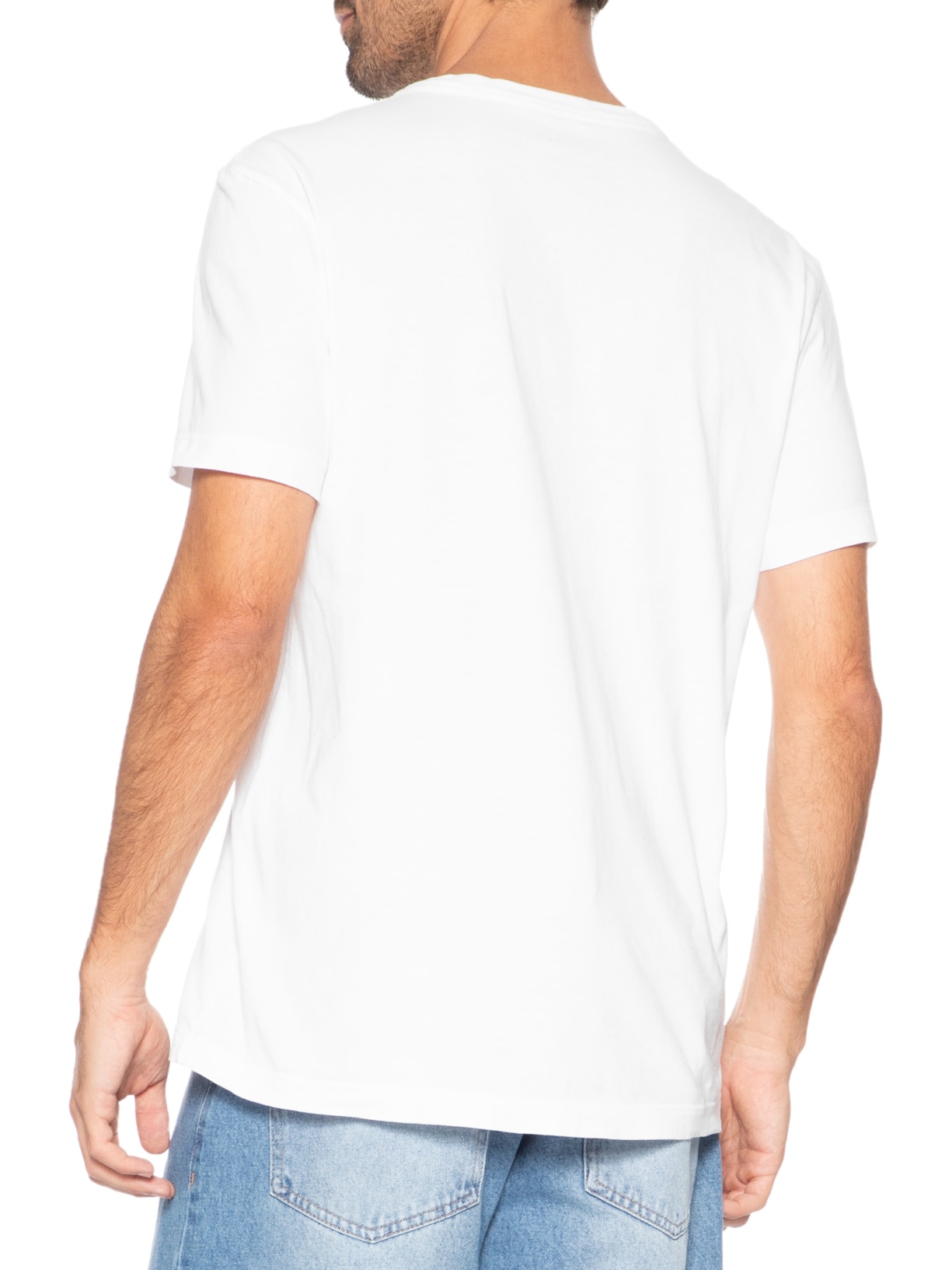 Camiseta Masculina Slim Stone Flor Surf Manga Curta Branco Osklen