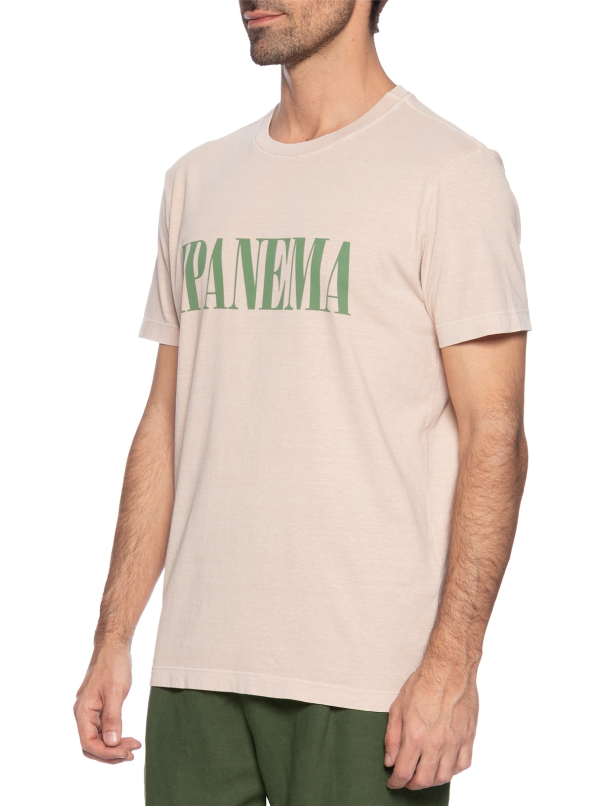 Camiseta Masculina Slim Stone Ipanema Serif Manga Curta Rosa Osklen