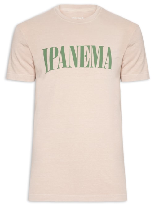 Camiseta Masculina Slim Stone Ipanema Serif Manga Curta - Rosa