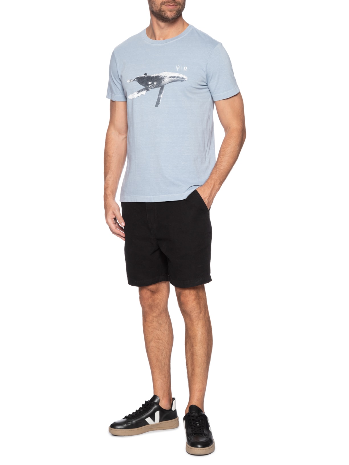 Camiseta Masculina Slim Stone Jubarte Azul Osklen