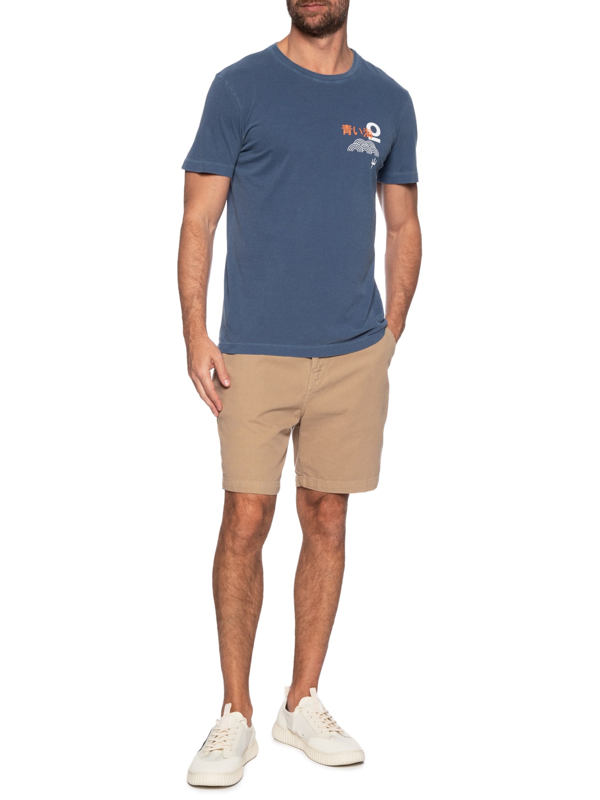 Camiseta Masculina Slim Stone Ocean Azul Osklen