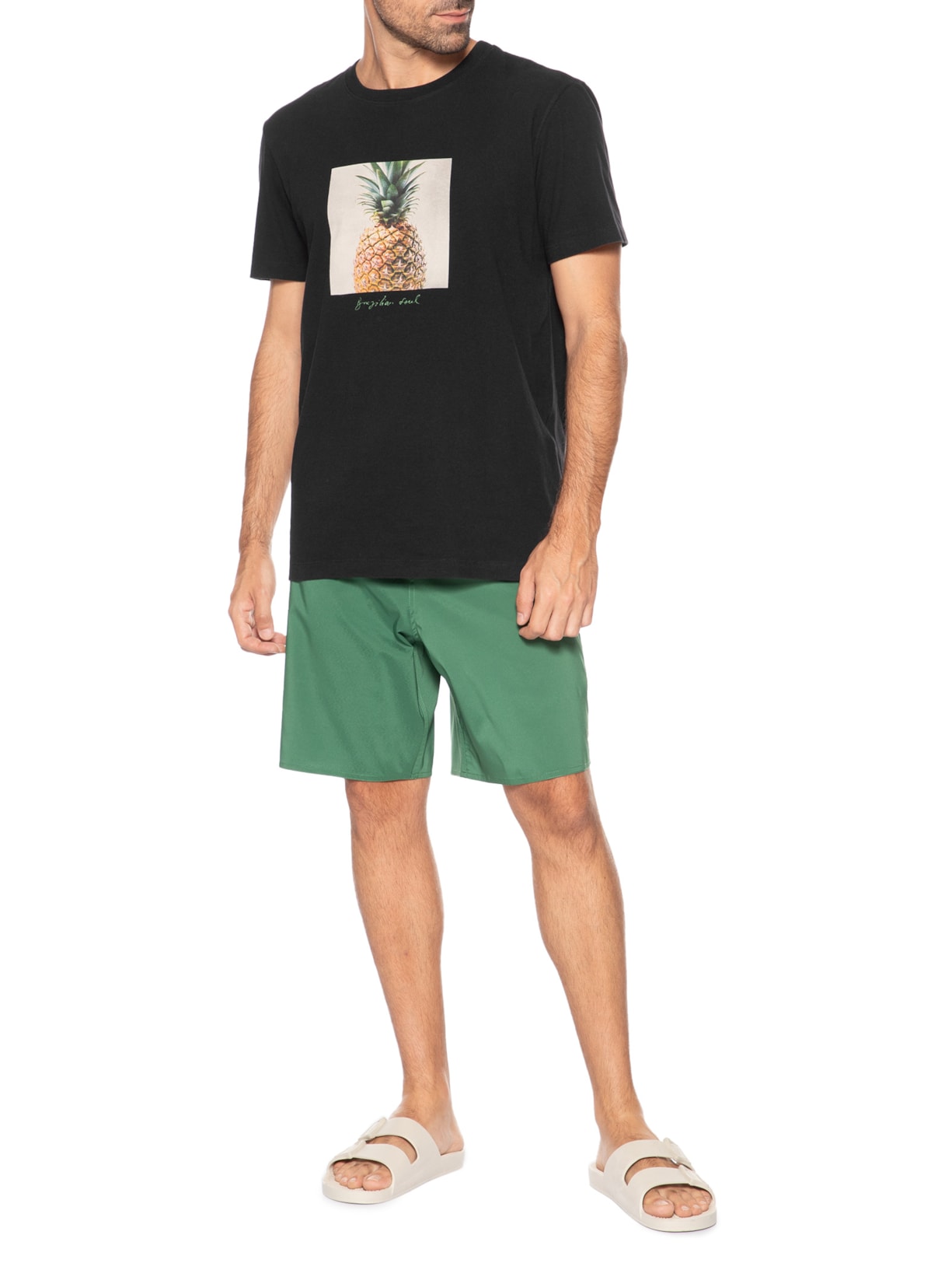 Camiseta Masculina Slim Vintage Abacaxi Preto Osklen