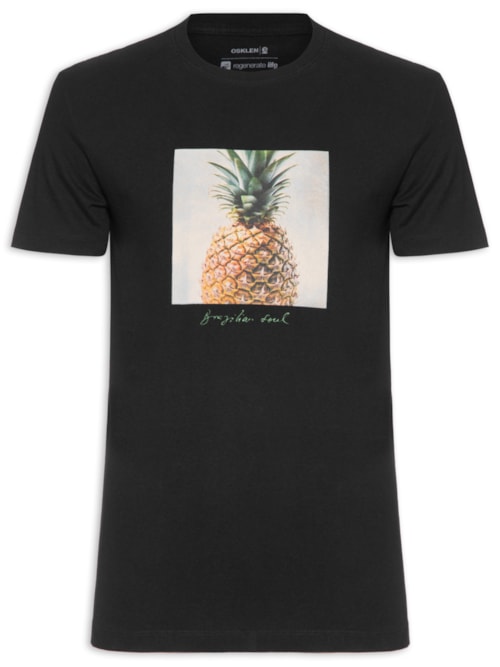 Camiseta Masculina Slim Vintage Abacaxi - Preto
