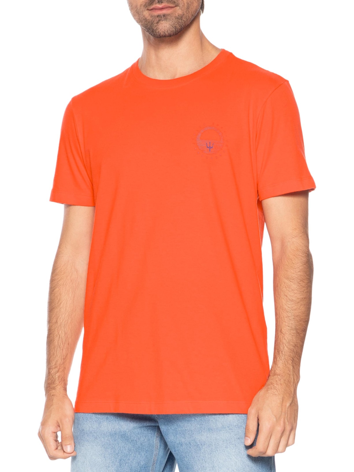 Camiseta Masculina Slim Vintage Climbing Manga Curta Laranja Osklen