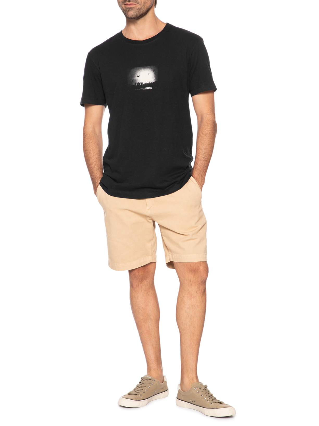Camiseta Masculina Slim Vintage Freeride Manga Curta Preto Osklen