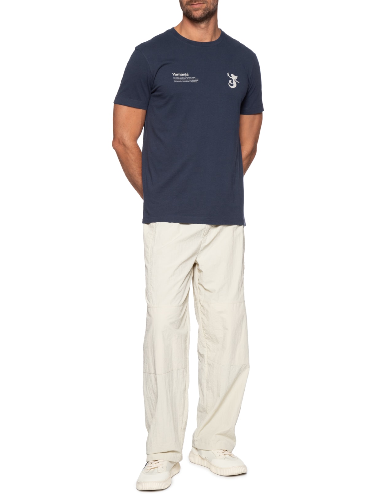 Camiseta Masculina Slim Vintage Manga Curta Yemanjá Azul Osklen