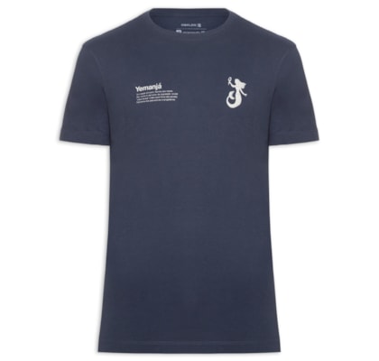 Camiseta Masculina Slim Vintage Manga Curta Yemanjá - Azul