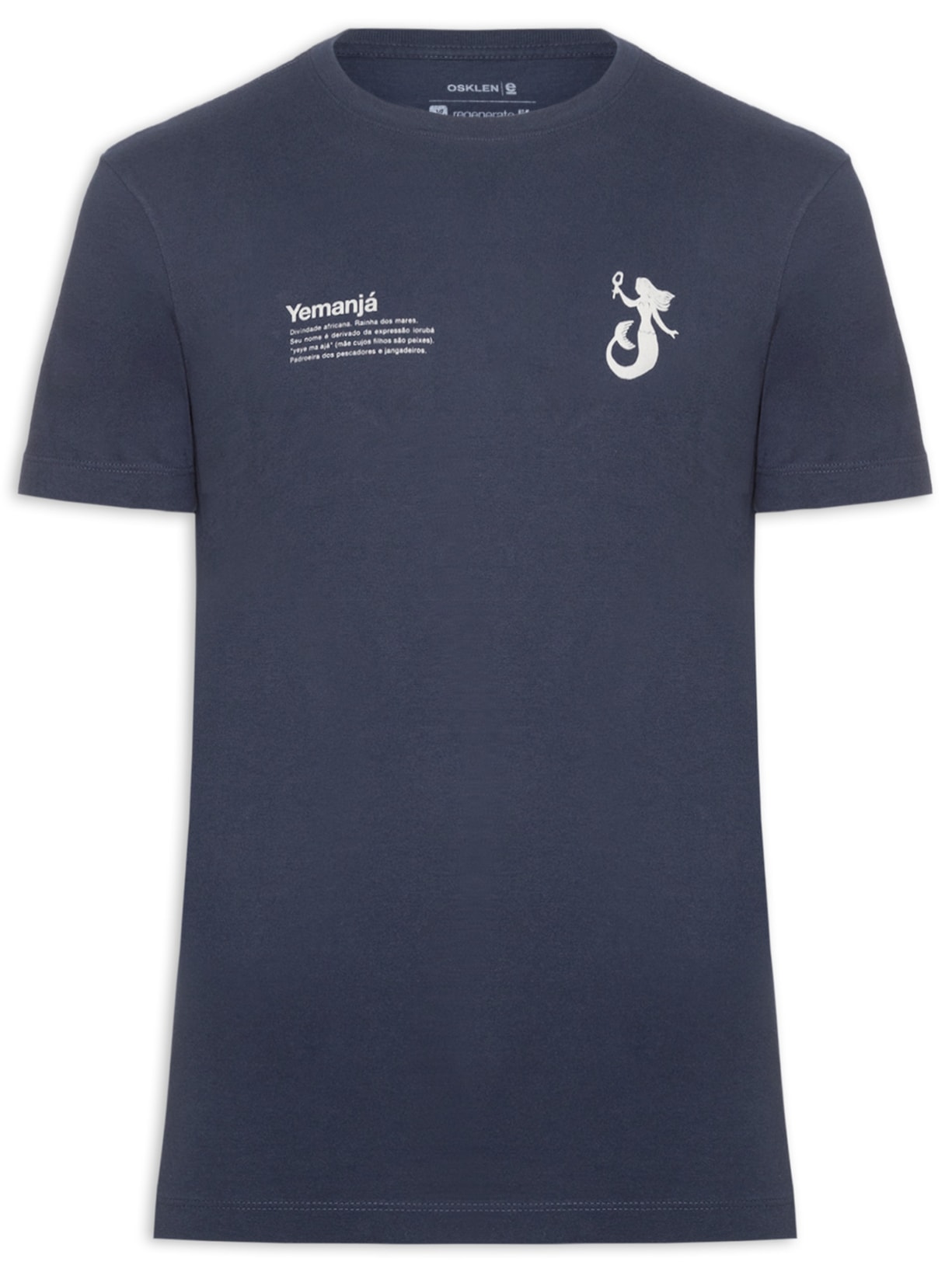 Camiseta Masculina Slim Vintage Manga Curta Yemanjá - Azul