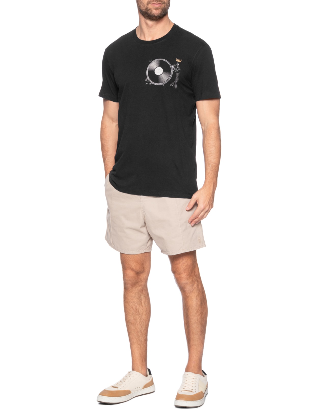 Camiseta Masculina Slim Vintage Record Player Preto Osklen