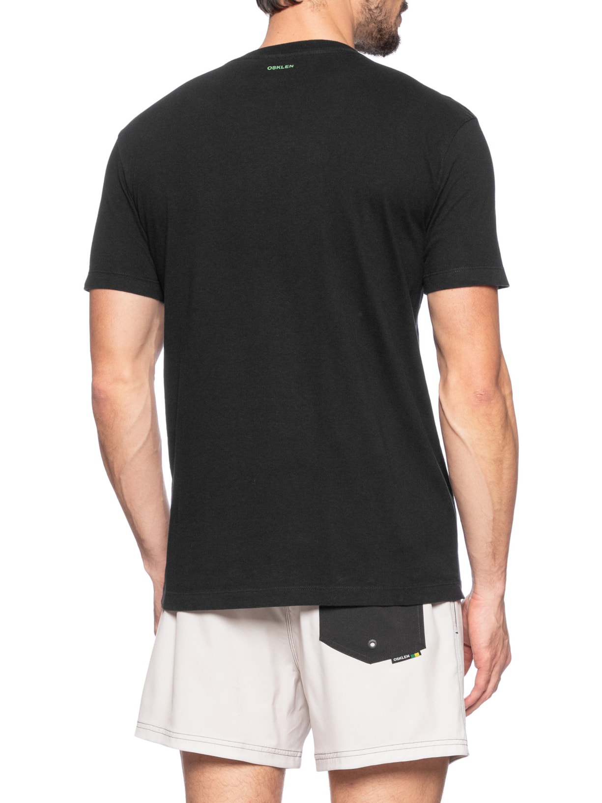 Camiseta Masculina Slim Vintage Rio Paisagem Manga Curta Preto Osklen